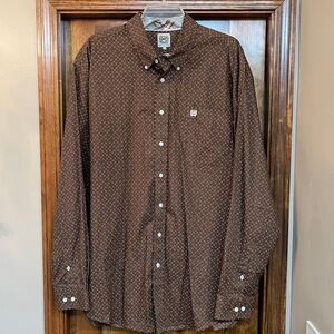 Cinch Men's Western Shirt Geo Print LS Button-Down Contrasting Cuffs Sz XL EUC